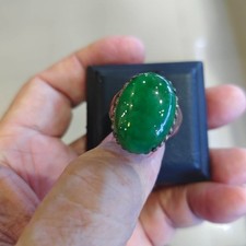 13.1x19.9 mm Type A Genuine Burma Green Jade Jadeite Oval gemstone making ring