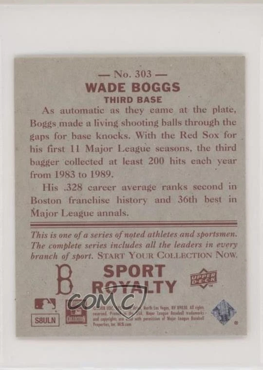 2008 Upper Deck Goudey Sport Royalty Mini Red Back Wade Boggs #303 HOF - Image 2 of 2