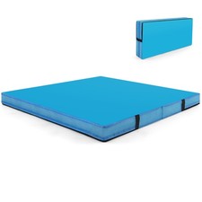Bi-Folding 4'x4'x4" Gymnastic Tumbling Mat W/Handles for Home Gym Yoga MMA Blue