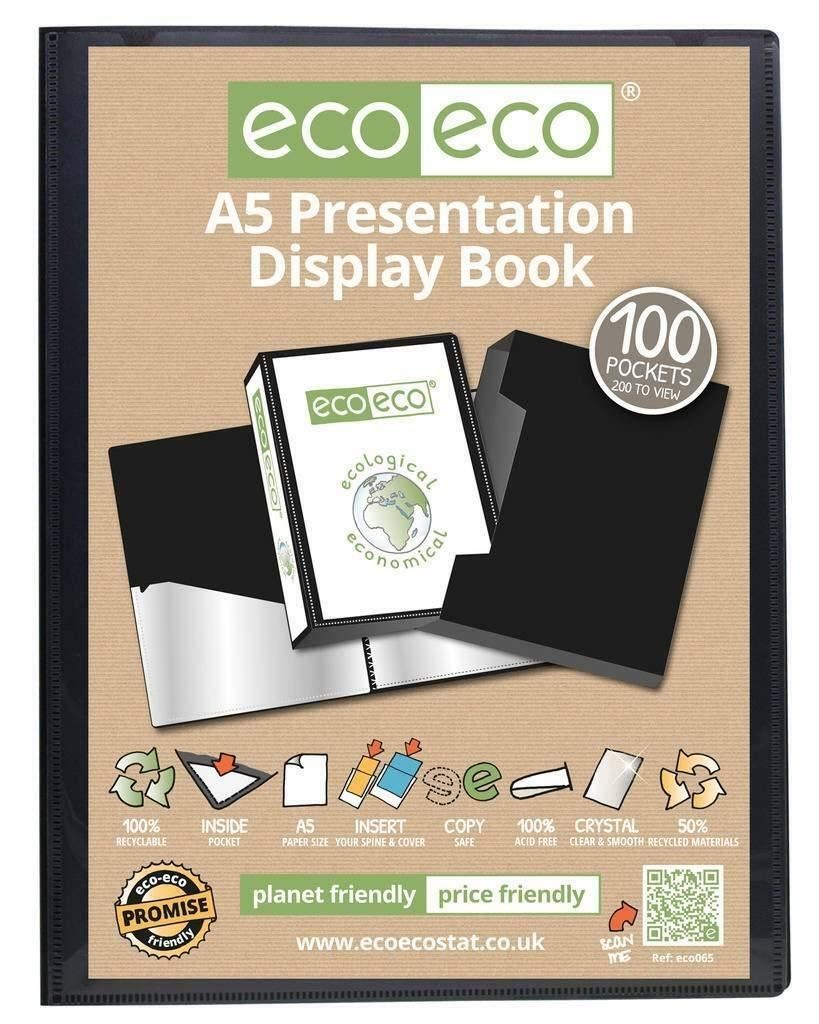 eco eco  100 Pocket Display Book Black A5 Display Book + Box X 4