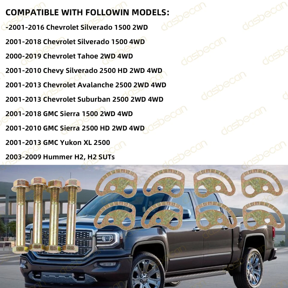 Front Alignment Camber Caster Cam Bolt Kit For Chevy Silverado 1500 2001-2018 Foto 2 de 4