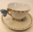 Antique T&V Limoges France Butterfly Handle Teacup and Saucer Set, Gold Gilt  — photo 2