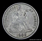 EXTRA FINE 1887 SEATED LIBERTY DIME XF 10c   (BC1)