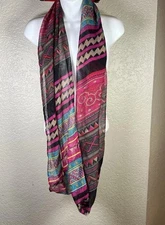 Lavello Womens Fashion Scarf Black  Pink Gray Chevron Accessory Lightweight