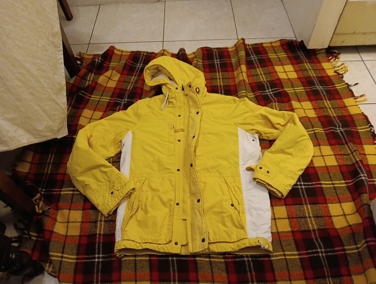 Abercrombie & Fitch Jacket Mens Sz XL Yellow Fish Hawk Cliff Rain 