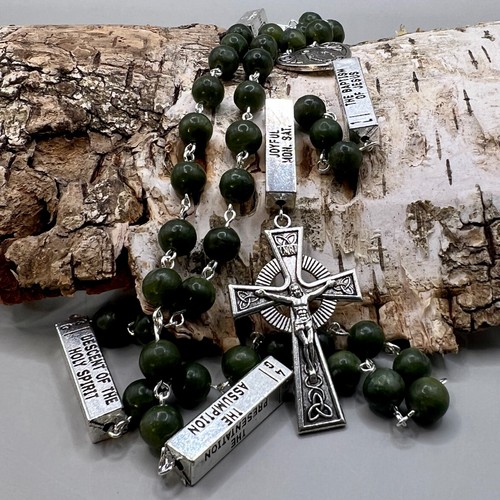 Handmade in Scotland Connemara Marble Celtic Irish Rosary Beads Mysteries Mary - Picture 12 of 18