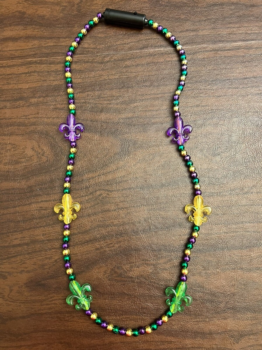 Mardi Gras Carnival Fleur De Lis New Orleans Bead Flashing Light