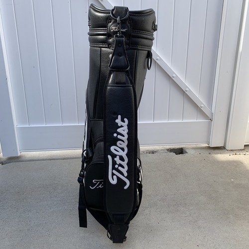 Vintage Titleist Staff Golf Bag Classic Black White Leather 6 Way Divider - Picture 2 of 9