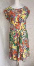 RALPH LAUREN Stretch Paisley Midi Short Sleeve Colorful Dress Size Petite Small