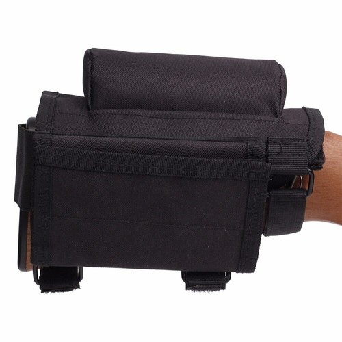 Adjustable Tactical Butt Stock Rifle Cheek Rest Pouch Bullet Holder Nylon Black - Picture 12 of 12