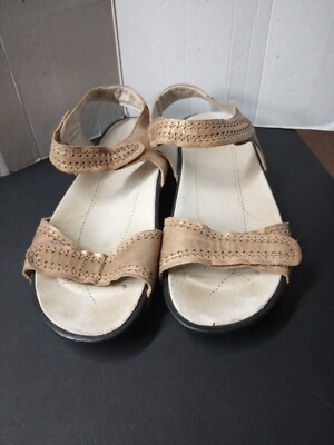 Propet Women's Tan Leather Hook & Loop Open Toe Sandals Size 9 W0505 