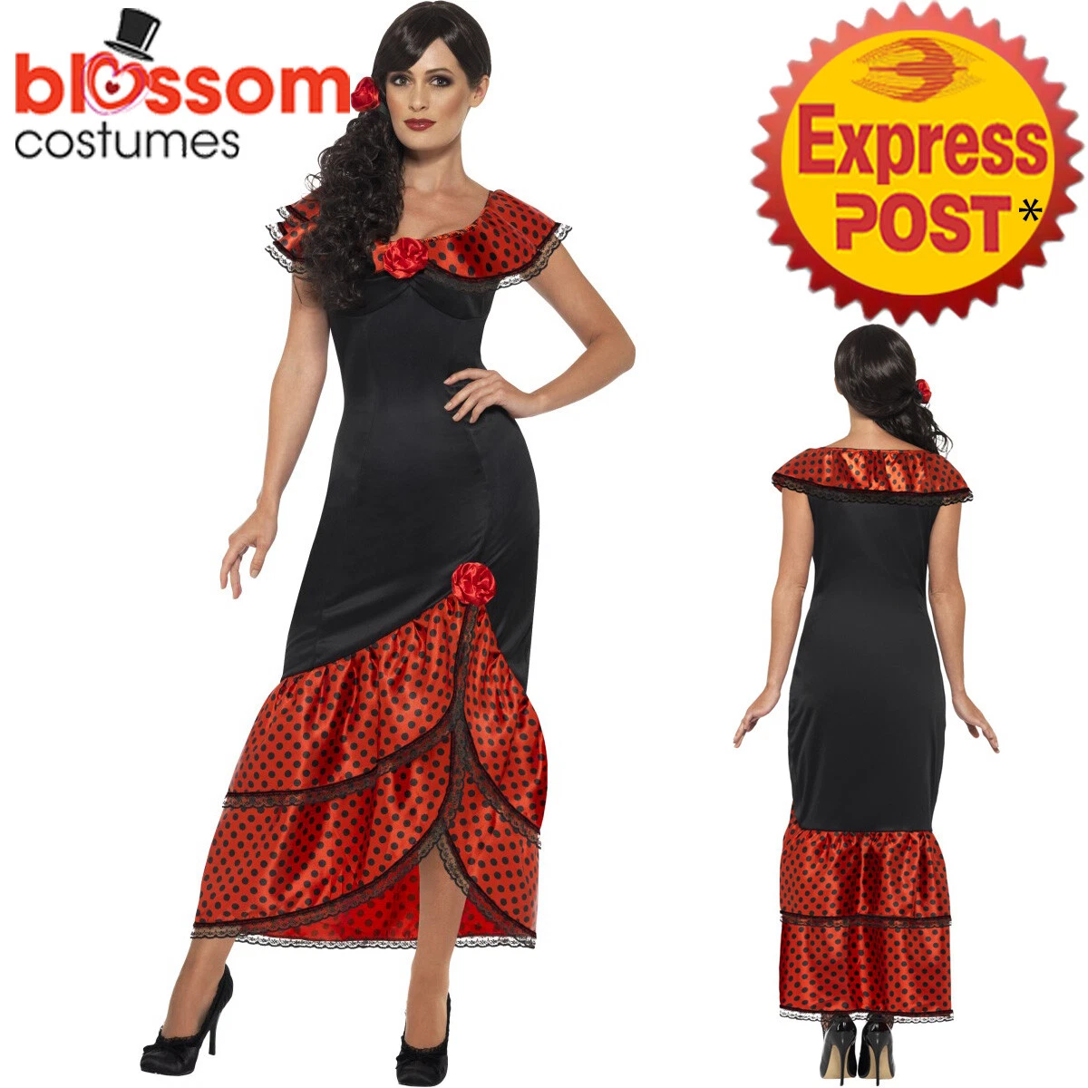 CA198 Flamenco Senorita Spanish Mexican Dancer Saloon Can Can