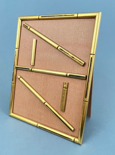 VTG Eaton's Magnetic Gold Gilt Wood Sztuczny bambus Magnetyczna ramka na zdjęcia - Zdjęcie 1 z 9