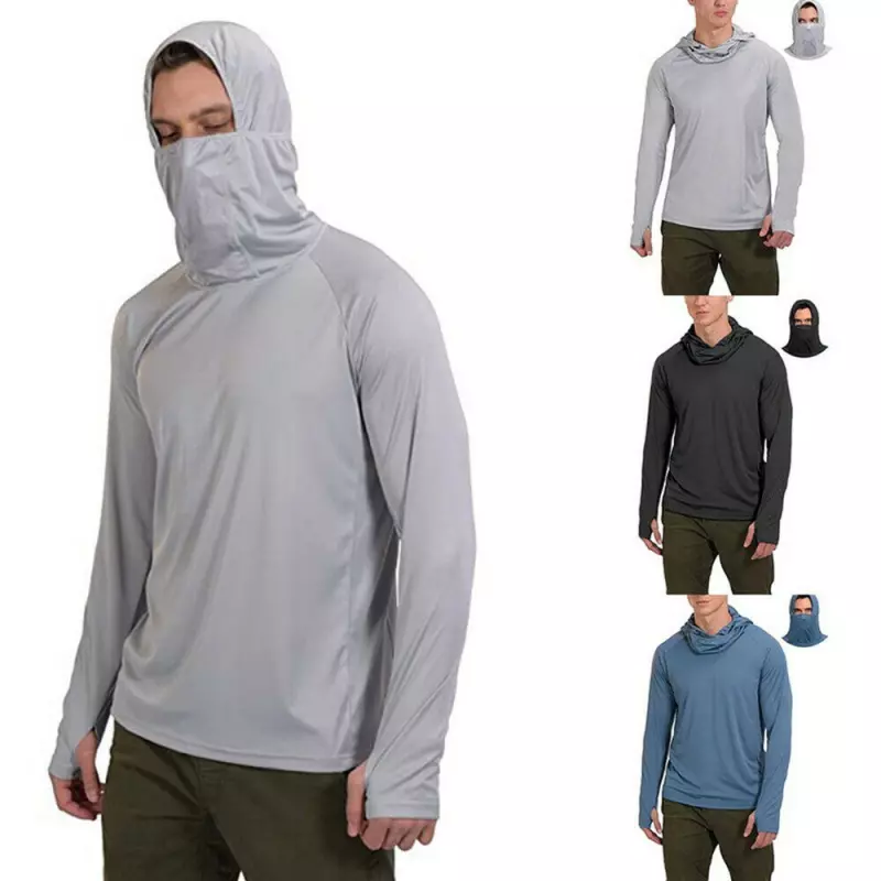 Mens Sun protection clothing T Shirt Hoodie Long Sleeve Tops