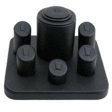 Black Leatherette Jewelry Ring Display Set Stand Ring Display  Holds 6 Rings