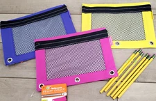 3 PK - Multipurpose Zipper Pouch 10 x 6" Pouch for 3-Ring Binder BAZIC 804 Color
