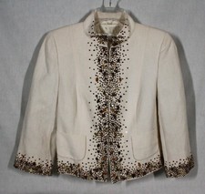 Escada Ladies Silk & Linen Short Embroidered With Sequins Jacket Us Size 8 New