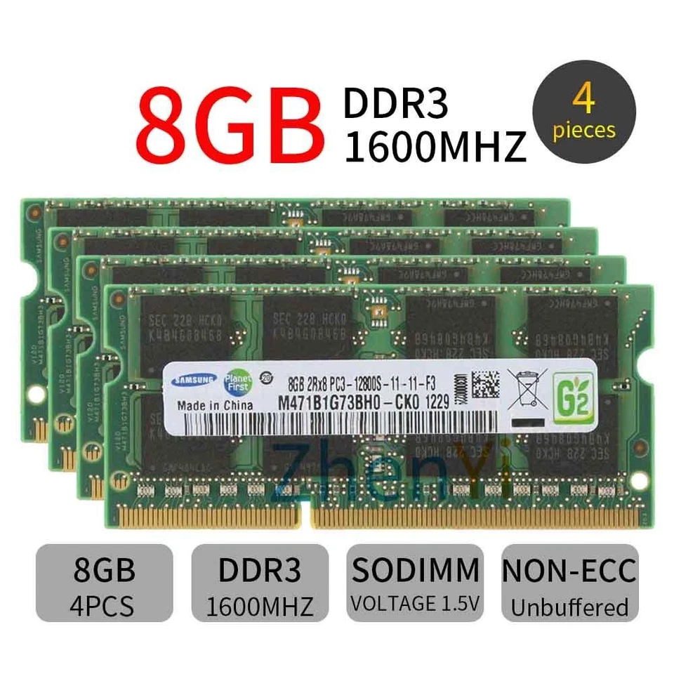 For Samsung 64GB 32GB 16GB 8G DDR3 PC3-12800S 1600MHz SODIMM Notebook RAM UK Lot - Image 3 of 4