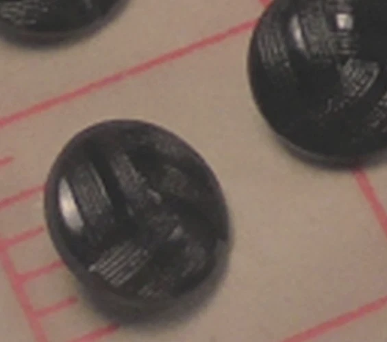 12 Vintage SM Czech Glass Shank Button Black Folded Texture Design 1/2" 14mm #19 - Image 3 of 4