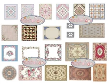 Dollhouse Miniature Computer Printed Fabric 1:48 Quarter 1/4" Quilts & Rugs 