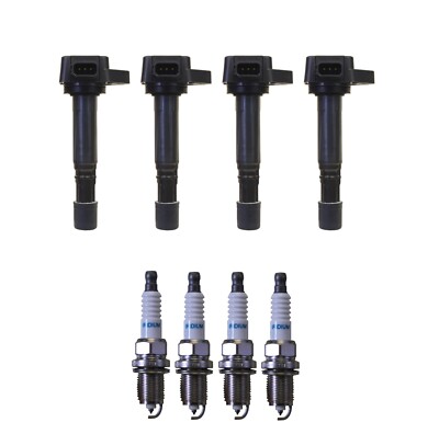 Denso 4 Ignition Coils & 4 Iridium Long Life Spark Plugs 0.032 Kit For Honda L4