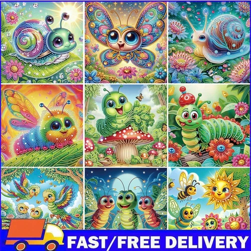 5D DIY Partial Special Shaped Drill Diamond Painting Funny Bug Decoration