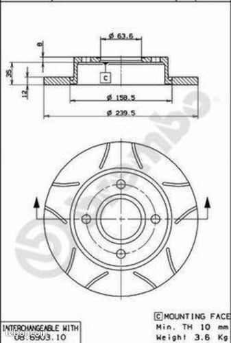 Disques Brembo Max Line 08.6903.75 neufs de 240mm en acier trempé pour Ford Fiesta 1996