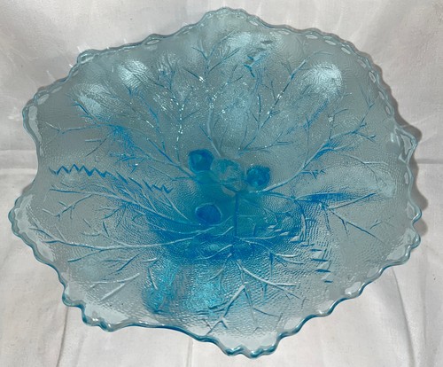 Portieux Vallerysthal Vidrio Azul Turquesa Árbol Tronco Pedestal Compote Plato - Imagen 4 de 12