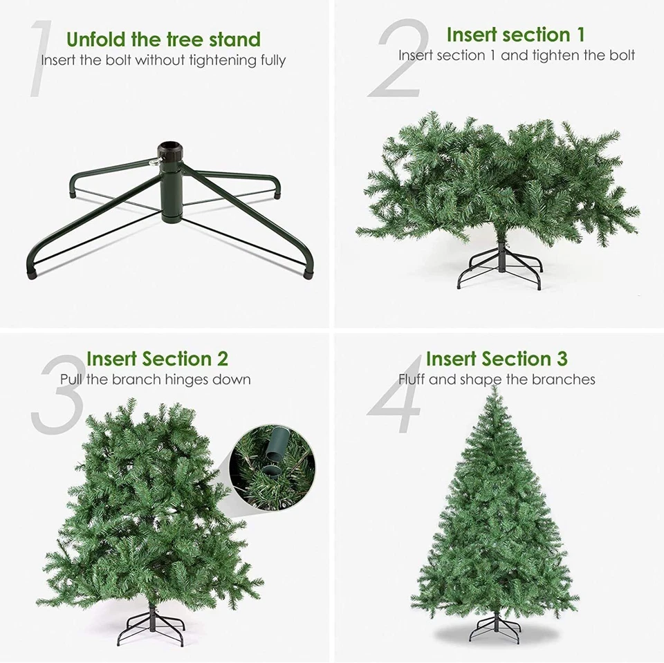Artificial Christmas Tree with Stand Bushy Xmas Tree Home Decor 4ft 5ft 6ft 7ft - Image 2 of 4