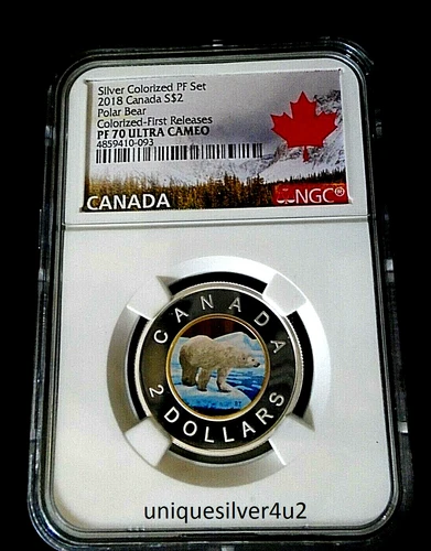 2018 CANADA S$2 GOLD GILT COLORIZED POLAR BEAR NGC PF70 UCAM FIRST RELEASES RARE
