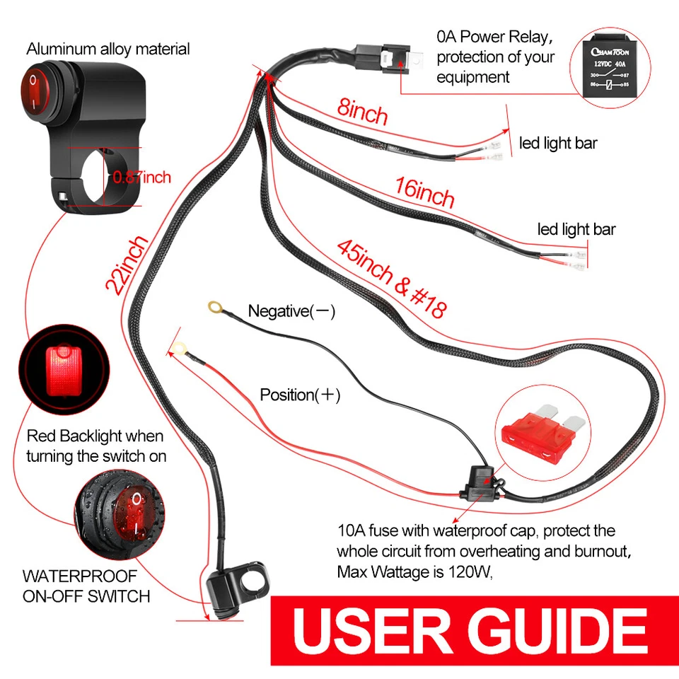 Para Kawasaki KLR650 3.5" LED Punto Auxiliar Faro Moto Pit Bike Cableado Foto 4 de 4