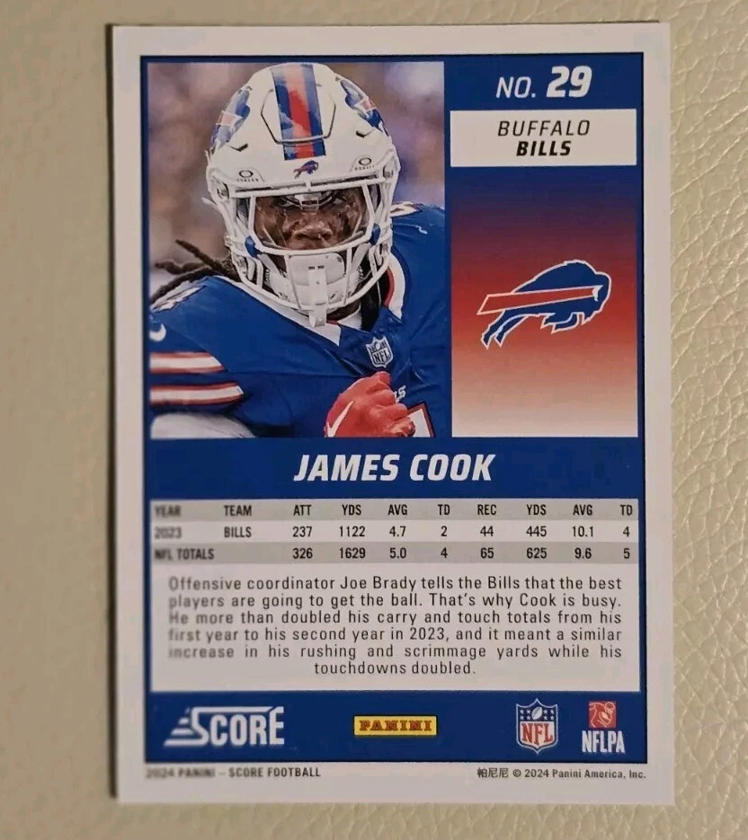 2024 Panini Score James Cook #29 Gold Parallel Sparkle /240 *RARE*FIND* MINT - Image 2 of 2