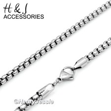 18-40"MEN Stainless Steel 4mm Silver Smooth Classic Box Link Chain Necklace A120