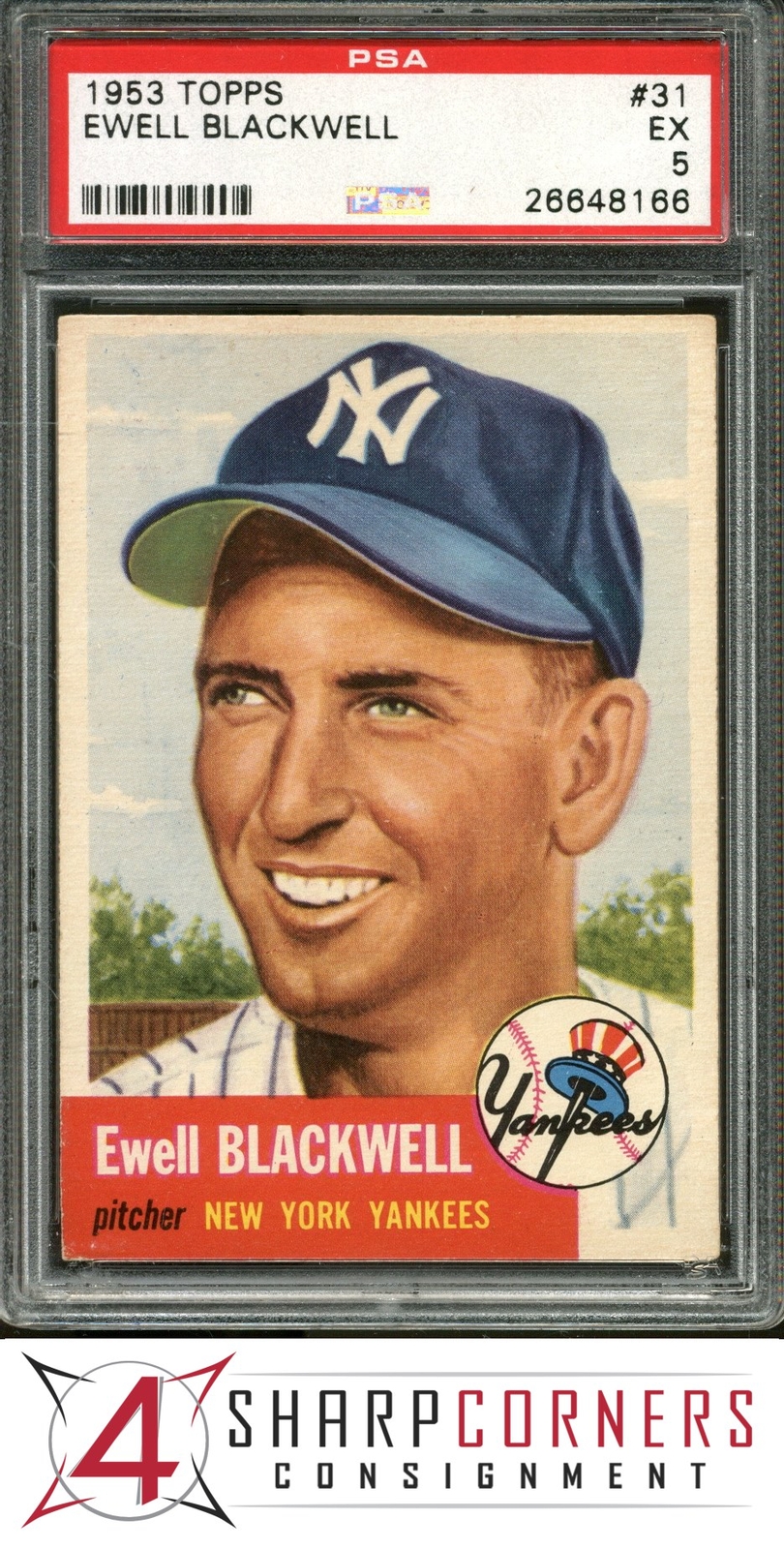 1953 TOPPS #31 EWELL BLACKWELL YANKEES PSA 5