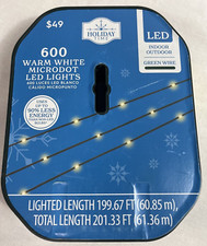Holiday Time Warm White LED Microdot String Christmas Wedding Lights 600 Count