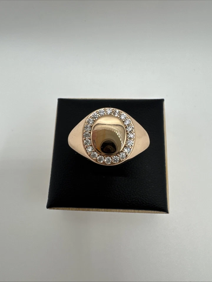 Anillo de sello de oro laminado de 14 quilates - Talla P 1/2 Reino Unido - Marcado 585RG - Estilo unisex Foto 4 de 4