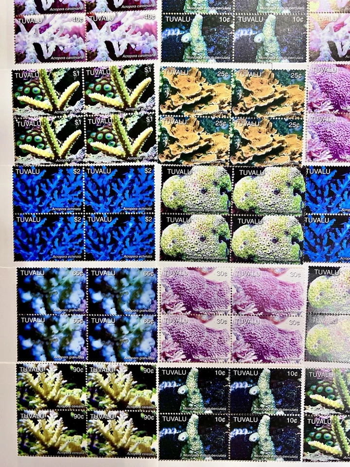 LOTE DE SELLOS A GRANEL x144 TUVALU 2006 CORALES SELLOS VIDA MARINA MNH Foto 4 de 4