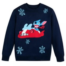 NWT Authentic Disney Parks Lilo  Stitch Holiday Sweater in Navy Multi Size XXL