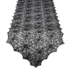 Halloween Table Runner with Spider Web Lace Festival Table Runner Halloween T...
