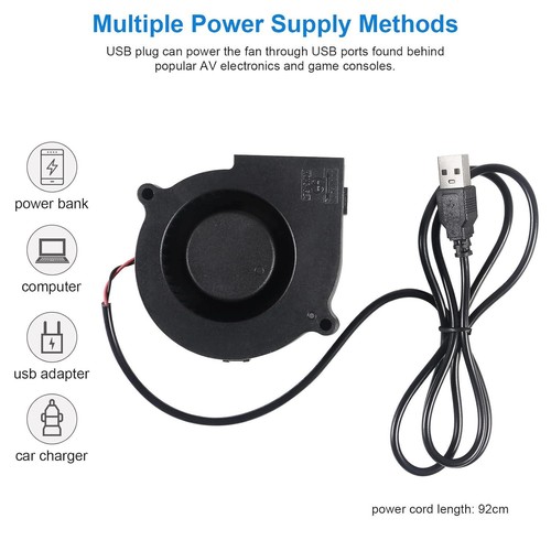 2 Stück 75mm Gebläse Lüfter 75 x30mm USB Gebläse Lüfter 5V 7530 Radialventilator Lüfter - Bild 4 von 6