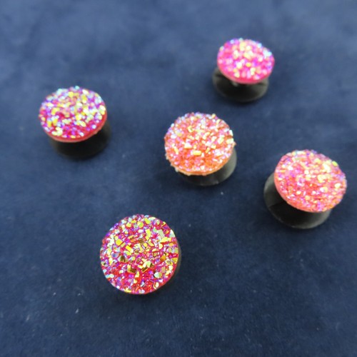 PINK Faux Druzy Shoe Charms for Shoes Wristbands Set 5 Luxury Bling Sparkly - Picture 2 of 6