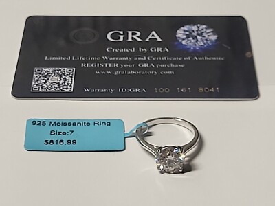 Sterling Silber Moissanit Dimond Ehering Größe 7 2,38 ctw