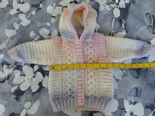 Baby girl's hand knitted cable marble hooded jacket