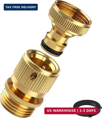 Garden Hose Quick Connect Fitting, 3/4 Inch GHT Solid Brass Quick Release Hose C
