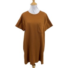 Madewell T Shirt Dress Womens S Small Pecan Ribbed Drop Shoulder Patch Pocket