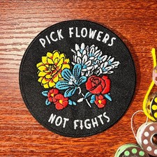 Hippie Patch Pick Flowers Peace Love Joy Flow...