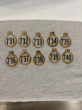 Vtg Rusty Metal Livestock Ear Tags Double Sided Lot Lot of 10 Cow Number