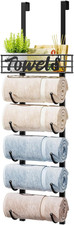 Towel Racks for Bathroom Storage - 6 Tier over the Door  Wall Mount Rolled Towe