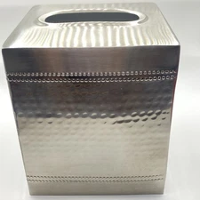 Hudson Botique Nu Steel Tissue Box Cover Holder Square Handcrafted India