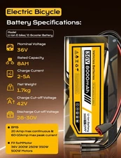 36Volt Ebike Battery 36V 8000mah Electric Bicycle Replacement Lithium Battery